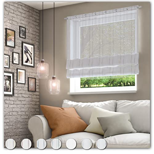 Neutex for you! Pascal Clip-Rollo mit Stangendurchzug, Vorhang, Gardine, Halbtransparent, 150 x 49 cm (H/B), 484322, Made in Germany, Oeko-Tex Standard 100, wollweiß-Natur von Neutex for you!