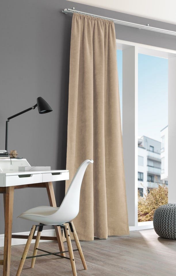 Neutex for you! Vorhang Vorhang Rustico Thermochenille Struktur uni natur 142x245cm (BxH), Smokband, abdunkelnd, Kunstfaser, made in Germany von Neutex for you!