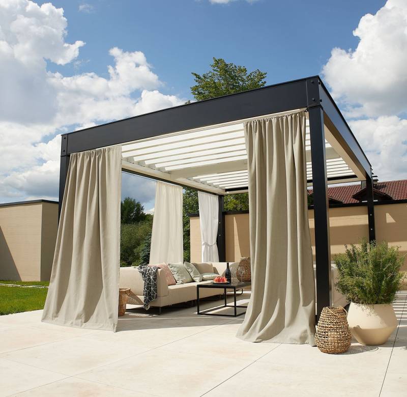 Neutex for you! Vorhang nach Maß Outdoorvorhang SOLERO, Stangendurchzug (1 St), blickdicht, Jacquard, Uni Outdoorvorhang mit leichter Struktur von Neutex for you!