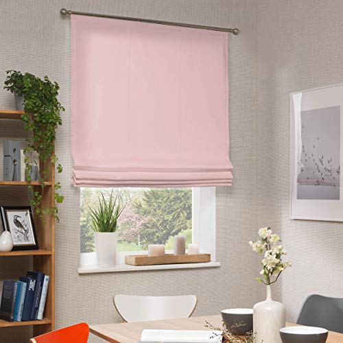 Raffrollo Stoffrollo blickdichte Baumwolloptik Uni rosa inkl. Technik 120x140cm von Neutex