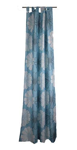 Neutex Schlaufenschal Luba Vorhang Gardine Blumenmotiv Landhaus Vintage Made in Germany 140 x 245 cm Blickdicht Blau-Weiß von Neutex