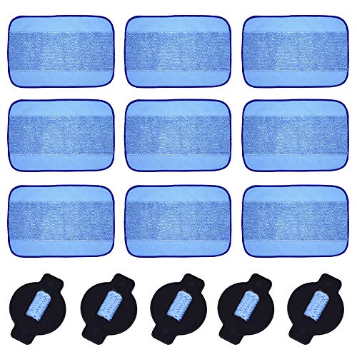 neutop Waschbare Mikrofaser-Wischtücher, Wasserdochtkappen, Ersatz, kompatibel mit iRobot Braava 320, 380, 381, 380T, 390, 390T, Minze, 4200, 4205, 5200, 5200C, 9 Nassmopps, 5 Dochtkappen. von neutop