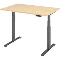 Base Lite elektrisch höhenverstellbarer Schreibtisch ahorn rechteckig, T-Fuß-Gestell grau 120,0 x 80,0 cm von Neutral