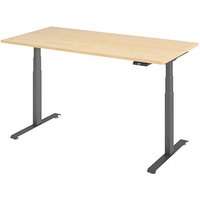 Base Lite elektrisch höhenverstellbarer Schreibtisch ahorn rechteckig, T-Fuß-Gestell grau 160,0 x 80,0 cm von Neutral