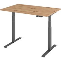 Base Lite elektrisch höhenverstellbarer Schreibtisch asteiche rechteckig, T-Fuß-Gestell grau 120,0 x 80,0 cm von Neutral