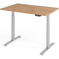 Base Lite elektrisch höhenverstellbarer Schreibtisch asteiche rechteckig, T-Fuß-Gestell silber 120,0 x 80,0 cm von Neutral