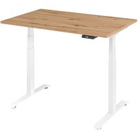 Base Lite elektrisch höhenverstellbarer Schreibtisch asteiche rechteckig, T-Fuß-Gestell weiß 120,0 x 80,0 cm von Neutral