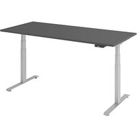 Base Lite elektrisch höhenverstellbarer Schreibtisch grafit rechteckig, T-Fuß-Gestell silber 180,0 x 80,0 cm von Neutral