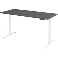 Base Lite elektrisch höhenverstellbarer Schreibtisch grafit rechteckig, T-Fuß-Gestell weiß 180,0 x 80,0 cm von Neutral