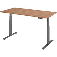 Base Lite elektrisch höhenverstellbarer Schreibtisch nussbaum rechteckig, T-Fuß-Gestell grau 160,0 x 80,0 cm von Neutral