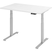 Base Lite elektrisch höhenverstellbarer Schreibtisch weiß rechteckig, T-Fuß-Gestell silber 120,0 x 80,0 cm von Neutral