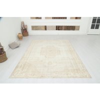 Handgefertigter Teppich, 200x300, Handgewebter Vintage Teppich, Oushak Teppich, Boho Teppich, 11073 von NeutralRugs