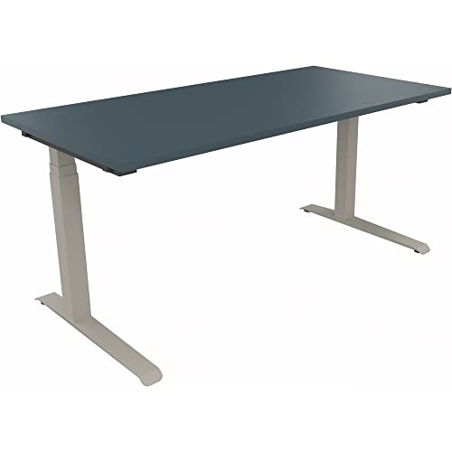 Sitz-/Stehtisch Kufe Doppels. Quad. B1600xT800xH645-1275 si/Lavagrau von Neutralware