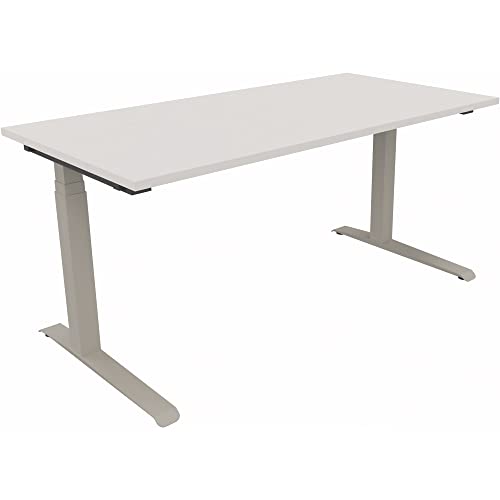 Sitz-/Stehtisch Kufe Doppels. Quad. B1600xT800xH645-1275 si/Weiß von Neutralware