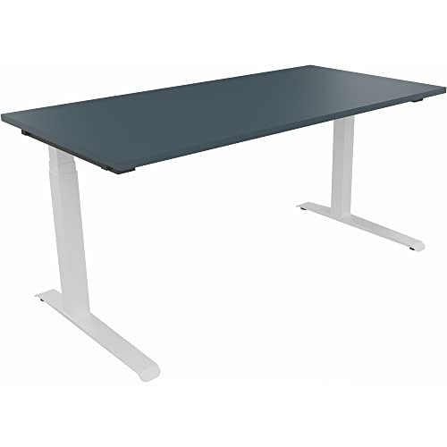 Sitz-/Stehtisch Kufe Doppels. Quad. B1600xT800xH645-1275 ws/Lavagrau von Neutralware