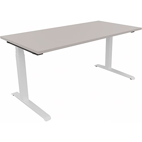 Sitz-/Stehtisch Kufe Doppels. Quad. B1600xT800xH645-1275 ws/Lichtgrau von Neutralware