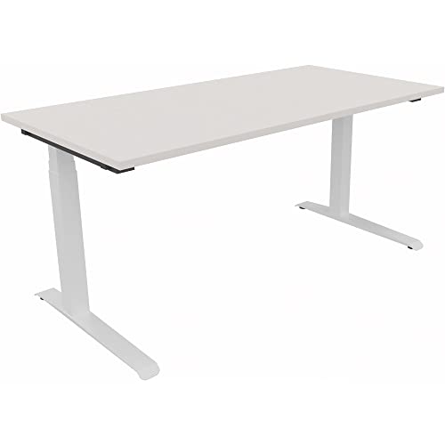 Sitz-/Stehtisch Kufe Doppels. Quad. B1600xT800xH645-1275 ws/Weiß von Neutralware