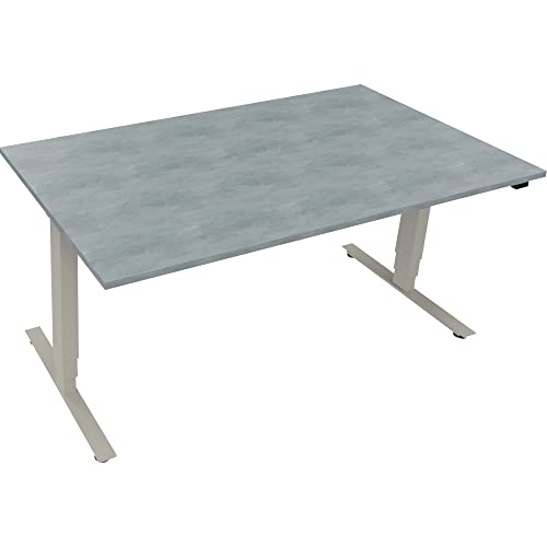 Sitz-/Stehtisch T-Kufe klappbar B1600xT900xH625-1285 si/Beton von Neutralware