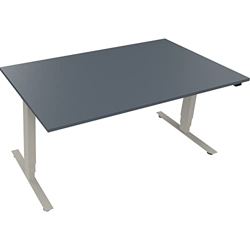 Sitz-/Stehtisch T-Kufe klappbar B1600xT900xH625-1285 si/Lavagrau von Neutralware