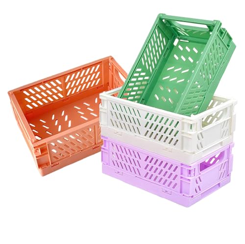 Neuytiky 4 Stück Faltbarer Aufbewahrungskorb,Stabiler Klappkorb,Stapelbar Klappkorb Kunststoff Aufbewahrungskorb für Küche Badezimmer Büro Kinderzimmer Schlafzimmer(25 * 16 * 10cm) von Neuytiky