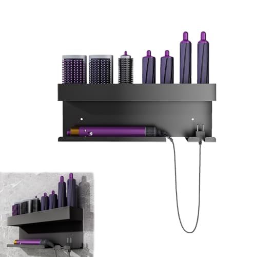 Neuytiky Föhnhalter Wand Ohne Bohren,öhn und Glätteisen Halterung Für Styler Lockenstab Zubehör,Fönhalterung Wandhalterung, Föhn Halterung Schwarz,Selbstklebend Haartrocknerhalter Organizer Bad von Neuytiky