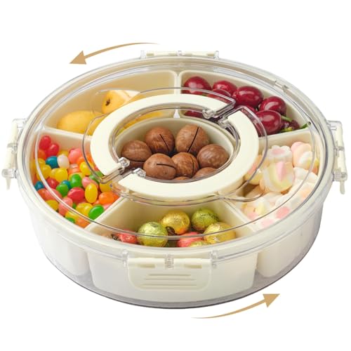 Neuytiky Snackbox mit 6 Fächern,Snackteller mit Deckel und Griff,Snackteller Transportbox Aufbewahrungsbox,Snacktablett Organizer Geeignet,für Party Picknick Trips von Neuytiky