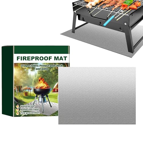 Grill Hitzeschildmatte - Faltbar Feuerfeste Teppich, Außen- Flammbeständiger Pad Für Die Oberfläche Der Terrasse, Hohe Temperaturfeste Blech, Hinterhofgrill -Basisschichtfeuerbarriere von NevPuose