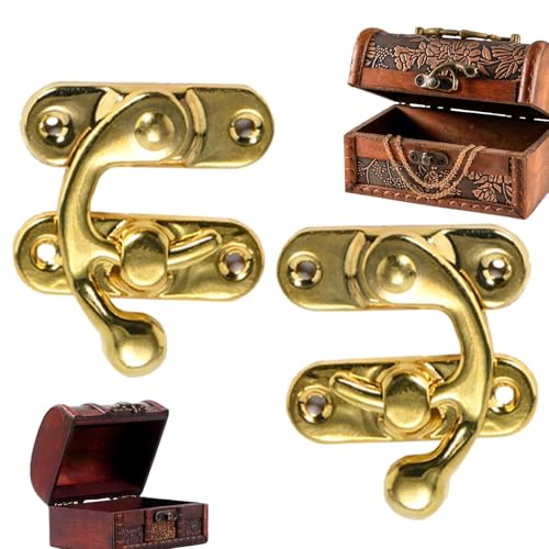 Hasp-Riegel, Hasp-Riegel |. 2 Messing-Retro-Verschlüsse für antike Boxen |. Mini-Haspe im Vintage-Stil, perfekt für Schmuckkästchen und Werkzeugkästen | Projekte und handgefertigte Gegenstände von NevPuose