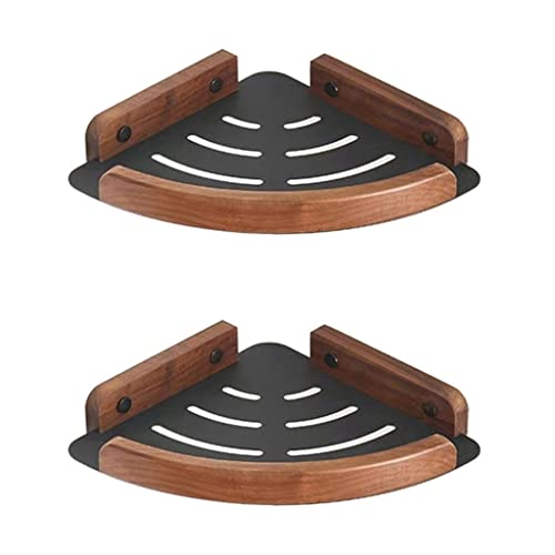 NevStp Eck-Dusch-Caddy Badezimmerregale Kreative Massivholz Badezimmer Zubehör Platz Aluminium Eckregal Wandmontage Kosmetik Shampoo Abtropffläche Toilette Freier Punch Küchenregale/2 Stück von NevStp