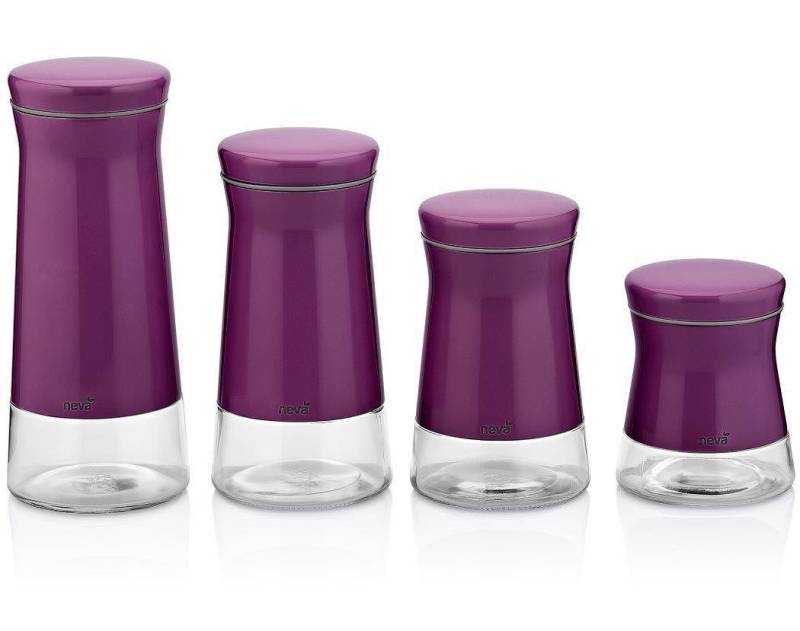 Neva Aufbewahrungsdose Neva Sweet Aufbewahrungsgläser Set 4 Teilig Hochwertig Lila (4 St) von Neva