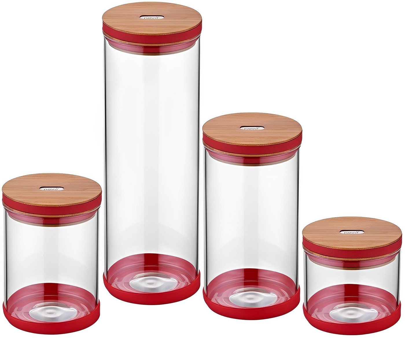 Neva Einmachglas Neva Sweet Bambu Vorratsglas Set 4tlg. Rot, Glass von Neva