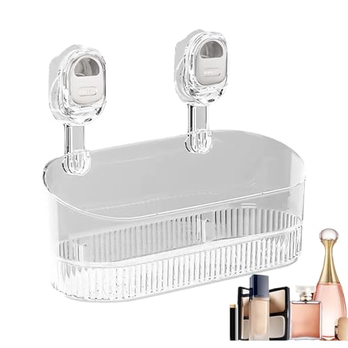 Nevalerra Badezimmer-Saugregal, Saugnapf-Duschregal - Duschregal miLeistungsstarke Saug-Aufbewahrungsbox ohne Bohren - Bodenablauf ohne Bohren, Eckwandregal, für Küche, Badezimmer, Innendusche von Nevalerra