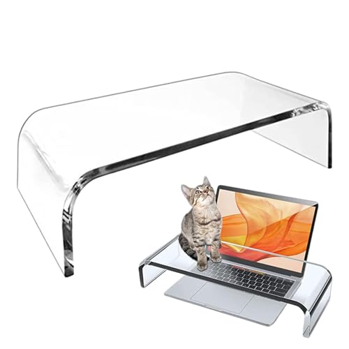 Nevalerra Computermonitorständer,Laptop-Ständer aus Acryl, durchsichtiger Desktop-Riser - Transparenter Desktop-Halter für Büros und Zuhause zur Unterstützung von Laptops, Computermonitoren von Nevalerra