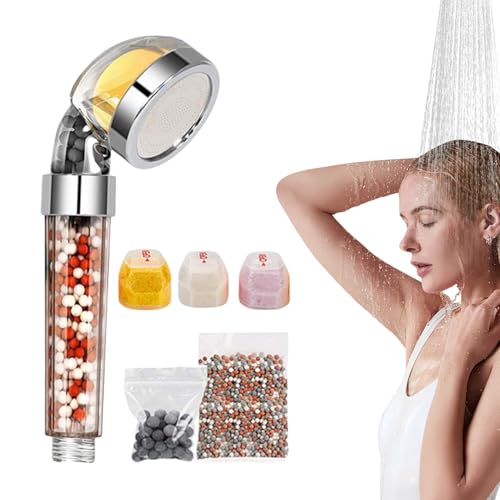 Nevalerra Hochdruck-Duschkopf mit Filter, Duschkopf mit Filter für hartes | Gefilterter Badezimmer-Duschkopffilter | Handbrause mit leistungsstarkem Durchfluss und Perlenfilter, wassersparend von Nevalerra