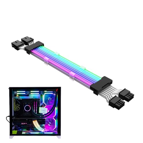 Nevalerra RGB-Stromversorgungskabel - Mit neuen Kabelanschluss unterstützen RGB-Str Hochleistungskabelverlängerung mit Farbmodi | PC-Zubehör, geeignet für jede Marke und Hochleistungsversorgung von Nevalerra