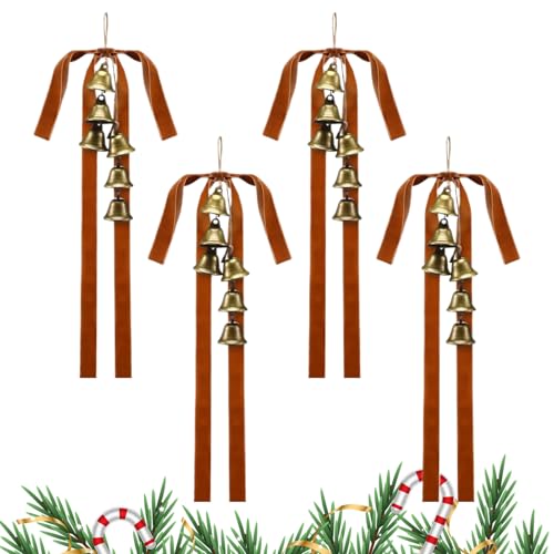 Nevalerra Samtschleifen Für Weihnachtsbaum - Rustikale Samt Weihnachts Schleifen Für Treppenkränze Mit Glocken - 4 Stück Festliche Saisonale Dekoration Für Wandschmuck Tür Kaminsims Nevalerra Samtschleifen Für Weihnachtsbaum - Rustikale Samt Weihnachts Schleifen Für Treppenkränze Mit Glocken - 4 Stück Festliche Saisonale Dekoration Für Wandschmuck Tür Kaminsims von Nevalerra