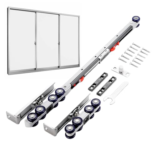 Nevalerra Schiebetürschienen-Hardware-Set, Scheunentor-Hardware-Set Ausgestattet mit - Laufrollenset für Holzschiebetür | Einfach zu installierendes Türbeschlagset für Holztüren und Edelstahltüren Nevalerra Schiebetürschienen-Hardware-Set, Scheunentor-Hardware-Set Ausgestattet mit - Laufrollenset für Holzschiebetür | Einfach zu installierendes Türbeschlagset für Holztüren und Edelstahltüren von Nevalerra