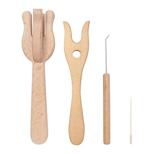 Nevalerra Strickgabel – Holz Knüpfgabel, Handstrick Werkzeug | Ergonomischer Gabelstricker für Schnur Flechten, Schnurherstellung und Textilkunst bei Bastelarbeiten zu Hause oder im Unterricht von Nevalerra