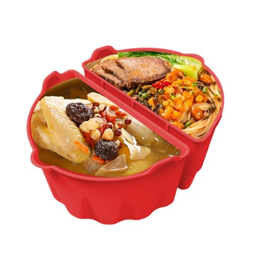Nevalerra Trennwand Einlage Für Slow Cooker,1 Paar Passend Für 6-8 L Küchenhelfer,Wiederverwendbare Silikon Schongarer Trennlage - Für Gemüsesuppe Hähnchen Kartoffel Tomate Familienfeier von Nevalerra