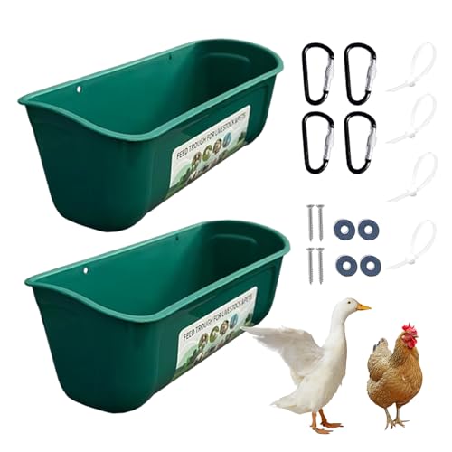 Nevalerra Zaunfutterstation für Hühner – Hühnerfutterspender Zaunmontage Kunststoffbehälter, Außengehege Zubehör | Witterungsbeständiger Futterautomat mit Fressöffnung zur Fütterung von Geflügel im St von Nevalerra