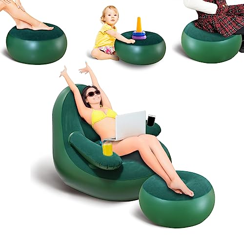 Nevife Inflatable Freizeit-Sofa/-Stuhl und Fußhocker,Sitzsack,Bettsofa, Loungesessel,Sofa, Sessel und Couch für Wohnzimmer Wohnzimmer,Outdoor Reisen Camping Picknick BBQ Partys(grün) von Nevife