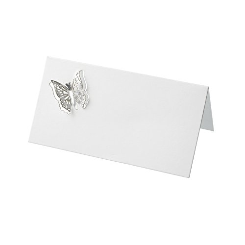Neviti Tischkarten 3D Schmetterling, Papier, Silber, 9.7 x 4.6 x 0.2 cm, 10 von Neviti