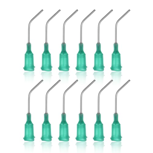Nevoluxer 12 Stumpfe Dosiernadeln 18G | 45° Gekrümmt | 1" Luer-Lock | Edelstahl Präzisionskanülen | Für Harz, Kleber & Öle | Wiederverwendbare Applikatoren von Nevoluxer