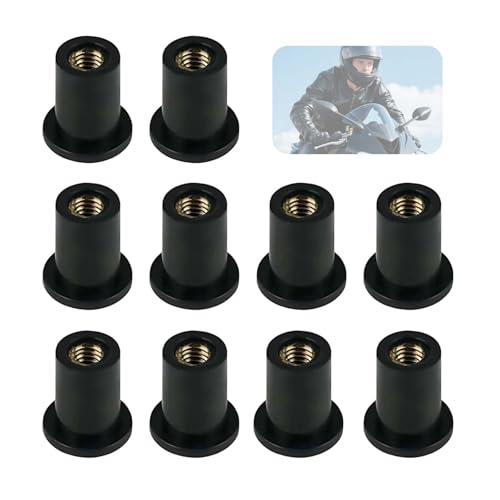 Nevoluxer 10x M4/M5 Motorrad Windschutzscheibenmutter & Windschutzscheiben Wellenmutter - Ideal für Befestigung von Motorrad Windschutzscheibe (Straight cylinder, M4) von Nevoluxer