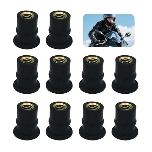 Nevoluxer 10xM4/M5 Motorrad Windschutzscheibenmutter, Windschutzscheiben Wellenmutter für Motorrad, Gummimuttern für Windschutzscheibe Schraube Befestigungsmuttern (Straight convexity,M5) von Nevoluxer