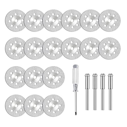 Nevoluxer 20 Stück Diamant-Trennscheiben für Dremel (22mm) - Inkl. 4x 3mm Aufnahme für Metall, Stein & Fliesen. Hochwertige Diamantscheiben für präzises Trennen. von Nevoluxer