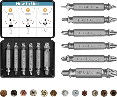 Nevoluxer 6 Stück schraubenausdreher Hergestellt aus HSS 4341 schraubenausdreher set als beschädigte Schraube Entferner ausdreher Extraktor Set zum Entfernen defekter Schrauben Nevoluxer 6 Stück schraubenausdreher Hergestellt aus HSS 4341 schraubenausdreher set als beschädigte Schraube Entferner ausdreher Extraktor Set zum Entfernen defekter Schrauben von Nevoluxer