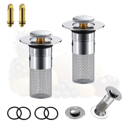 Nevoluxer Waschbeckenstöpsel mit Sieb - 2 Stück Abflussstopfen für 34-40 mm Abfluss - Pop-Up Abflusssieb mit Haarsieb für Aufsatzwaschbecken Nevoluxer Waschbeckenstöpsel mit Sieb - 2 Stück Abflussstopfen für 34-40 mm Abfluss - Pop-Up Abflusssieb mit Haarsieb für Aufsatzwaschbecken von Nevoluxer