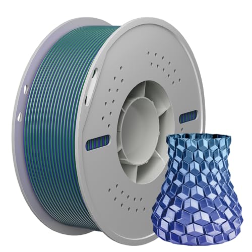 NevsBye Silk Dual Color PLA 3D Drucker Filament 1.75mm, 1kg Kartonspule, Maßgenauigkeit +/- 0.02mm, passend für die meisten Drucker, verhedderungsfrei für reibungsloses Drucken (BlauGrün) von NevsBye