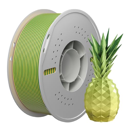 NevsBye Silk Dual Color PLA 3D Drucker Filament 1.75mm, 1kg Kartonspule, Maßgenauigkeit +/- 0.02mm, passend für die meisten Drucker, verhedderungsfrei für reibungsloses Drucken (GelbGrün) von NevsBye